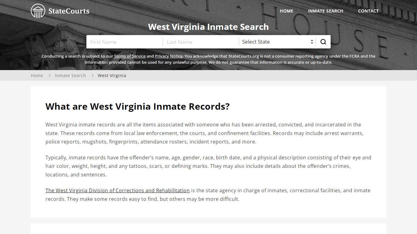 West Virginia Inmate Search, Prison and Jail Information - StateCourts