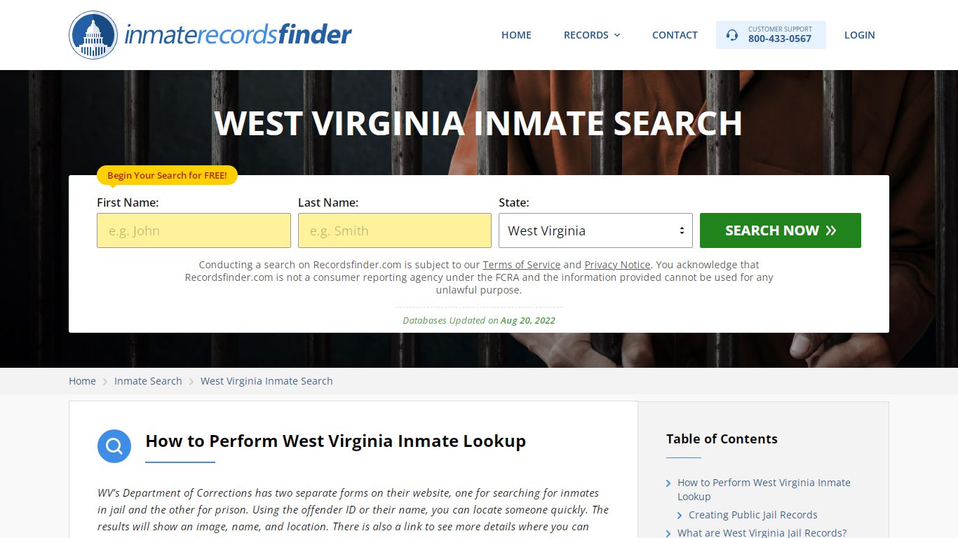 West Virginia Inmate Search - Jail & Prison Records Online